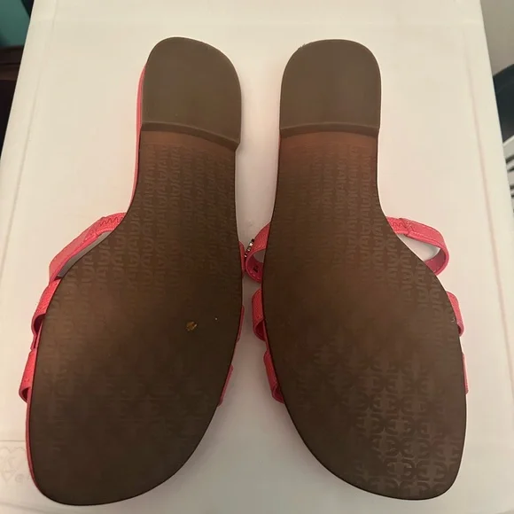 Women's Coral/Pink Slide Sandals 8 - Picture 8 of 9